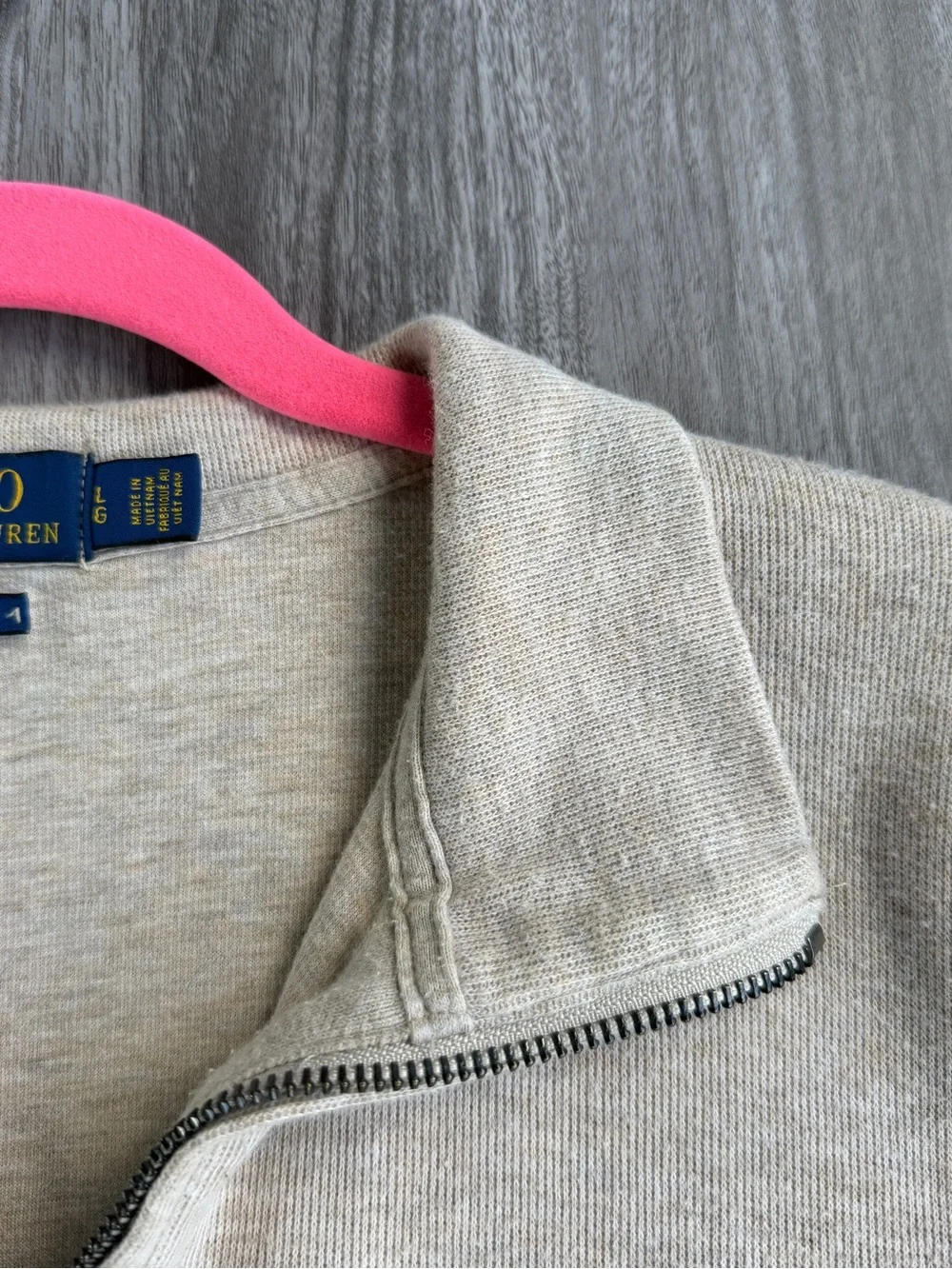 Polo Ralph Lauren Estate Rib Quarter Zip Sweater Oatmeal Heather Beige Mens LG